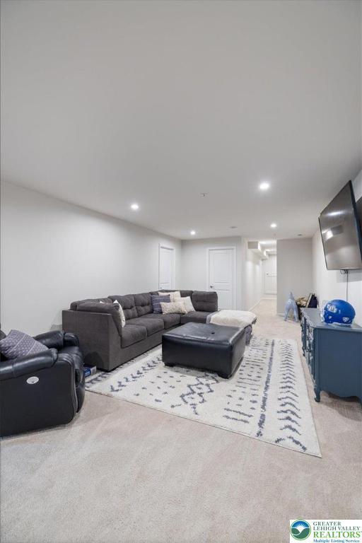 2585 Raya Way, Bethlehem Twp, PA 18045 - living room featuring carpet and recessed lighting