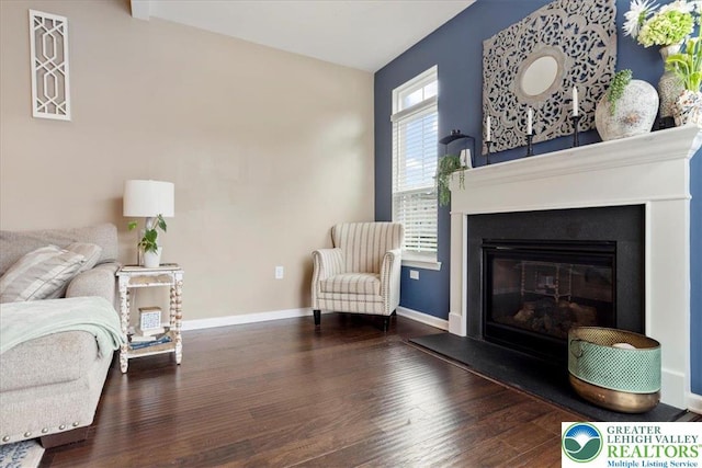 2585 Raya Way, Bethlehem Twp, PA 18045 - living room featuring wood finished floors, baseboards, and a glass covered fireplace