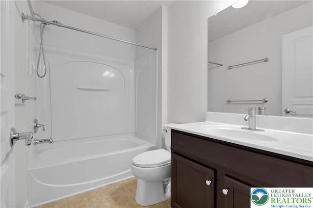 8604 Cascade Rd, Upper Macungie Twp, PA 18031 - bathroom featuring vanity, shower / washtub combination, tile patterned floors, and toilet