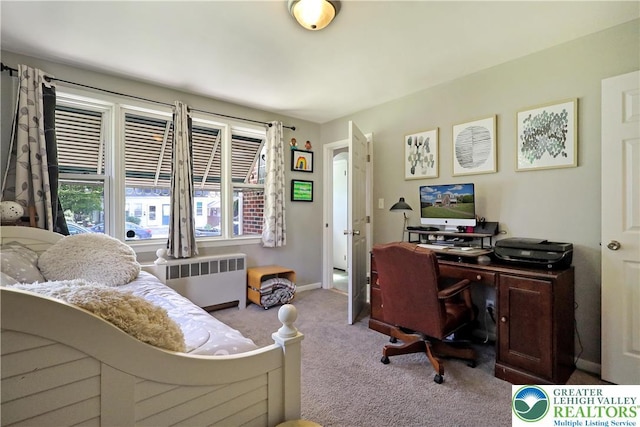 613 S Hoffert St, Fountain Hill Boro, PA 18015 - office area featuring carpet flooring, radiator, and baseboards