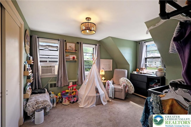 613 S Hoffert St, Fountain Hill Boro, PA 18015 - playroom featuring carpet floors, cooling unit, and a chandelier