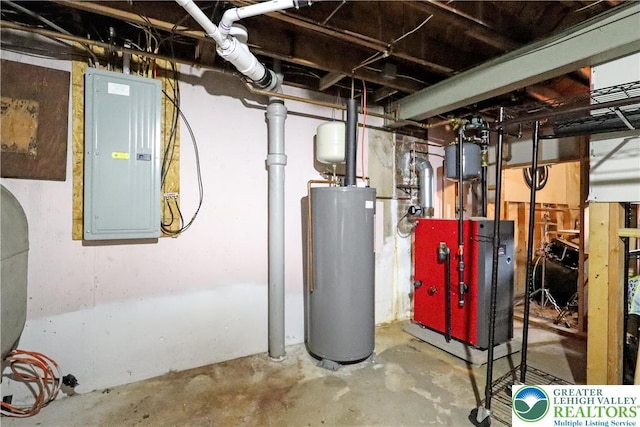 613 S Hoffert St, Fountain Hill Boro, PA 18015 - utilities with electric panel, water heater, and a heating unit