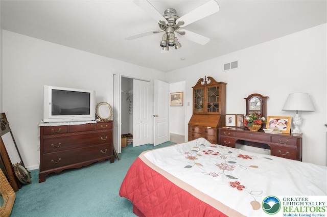275 Ridings Cir, Macungie Borough, PA 18062 - bedroom featuring carpet floors, a closet, and a ceiling fan