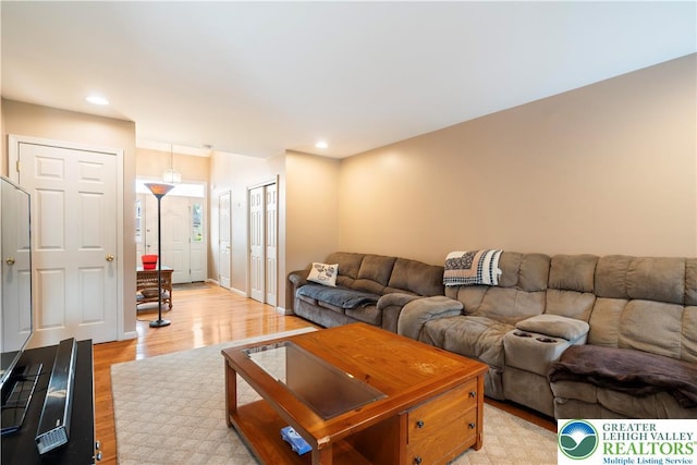 2630 Lower Way, Forks Twp, PA 18040 - living area featuring light wood-style flooring and recessed lighting