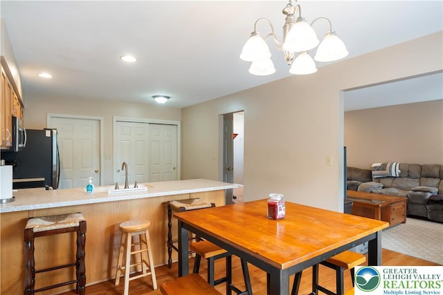 2630 Lower Way, Forks Twp, PA 18040 - dining space with a chandelier, wood finished floors, and recessed lighting