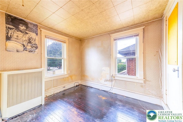 1213 Union Blvd, Allentown City, PA 18109 - unfurnished room featuring wood-type flooring, radiator heating unit, plenty of natural light, and baseboards