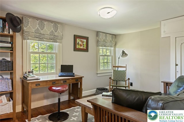 408 Kintner Hill Rd, Nockamixon Twp, PA 18972 - home office featuring healthy amount of natural light, wood finished floors, and baseboards