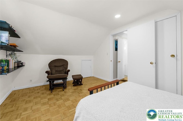 3079 Eldridge Ave, Palmer Twp, PA 18045 - bedroom featuring lofted ceiling, baseboards, and recessed lighting