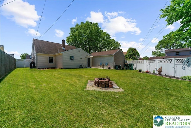 3079 Eldridge Ave, Palmer Twp, PA 18045 - back of property with an outdoor fire pit
