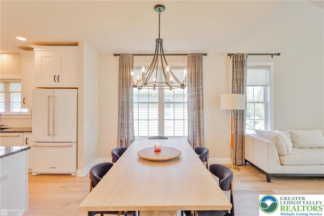 3896 Independence Dr, Easton, PA 18045 - dining area with a chandelier, light wood finished floors, baseboards, and recessed lighting