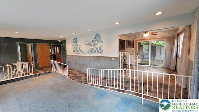 1426 Church St, Fountain Hill Boro, PA 18015 - carpeted empty room featuring recessed lighting and ceiling fan