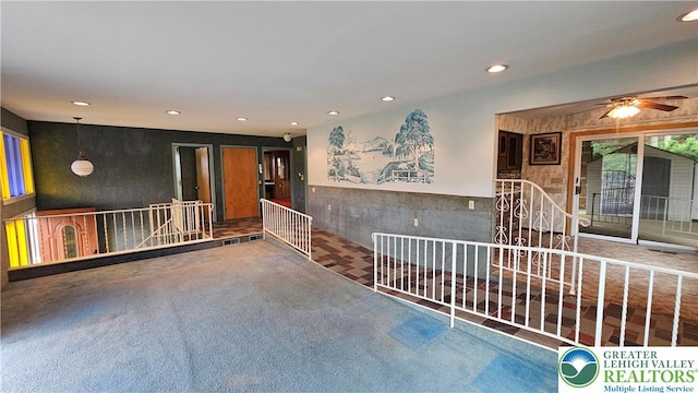 1426 Church St, Fountain Hill Boro, PA 18015 - spare room with recessed lighting, a ceiling fan, and carpet