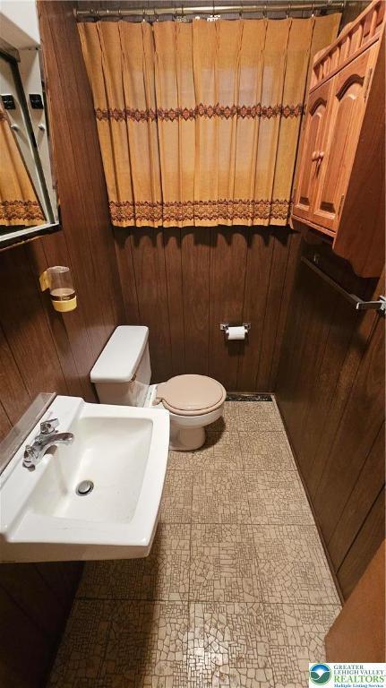 1426 Church St, Fountain Hill Boro, PA 18015 - bathroom with a sink, toilet, and wood walls