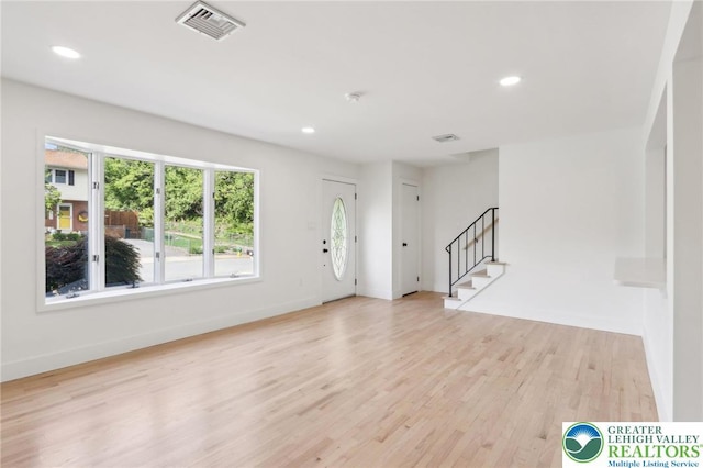 624 E 8th St, Northampton Borough, PA 18067 - foyer featuring stairway, light wood finished floors, recessed lighting, and baseboards
