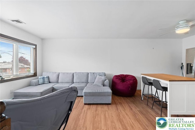 956 E Linden St, Allentown City, PA 18109 - living area with light wood-type flooring and ceiling fan