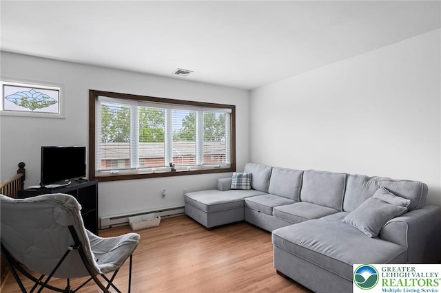 956 E Linden St, Allentown City, PA 18109 - living room featuring baseboard heating and light wood-style flooring