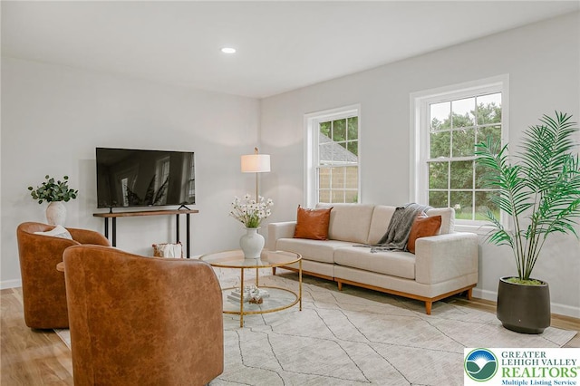 1647 4th St, Bethlehem Twp, PA 18020 - living area with wood finished floors, baseboards, and recessed lighting