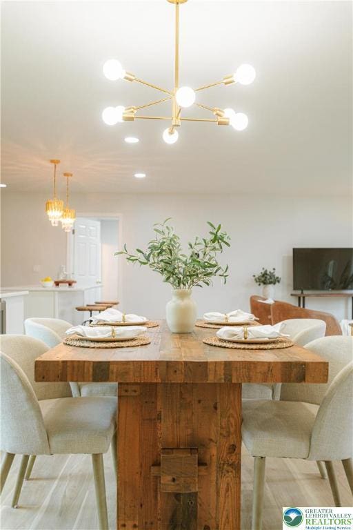 1647 4th St, Bethlehem Twp, PA 18020 - dining space featuring a chandelier and recessed lighting