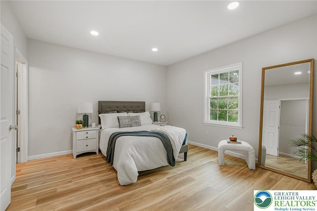 1647 4th St, Bethlehem Twp, PA 18020 - bedroom with light wood-type flooring, baseboards, and recessed lighting
