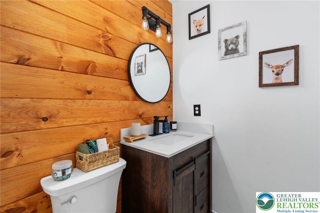 64 Autumn Ln, Penn Forest Twp, PA 18229 - half bath with vanity and wood walls