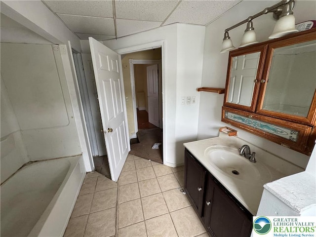 226 Adrain St, Emmaus Boro, PA 18049 - full bathroom with vanity, tile patterned flooring, and a paneled ceiling