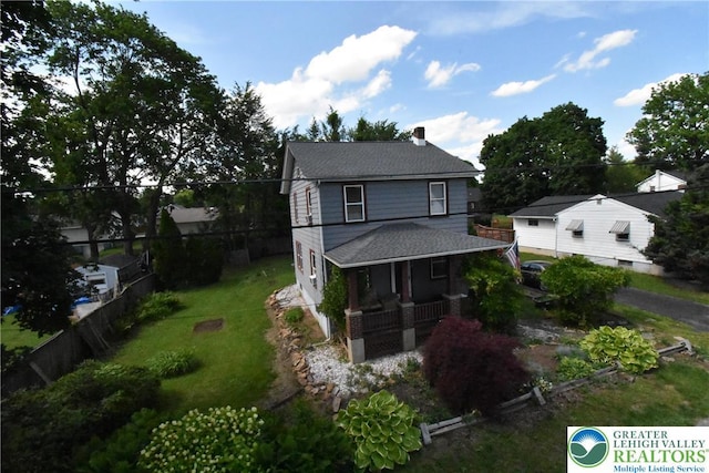 4133 Bayard St, Easton, PA 18045 - rear view of house with a shingled roof and a porch