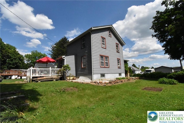 4133 Bayard St, Easton, PA 18045 - view of side of property with a yard and a wooden deck