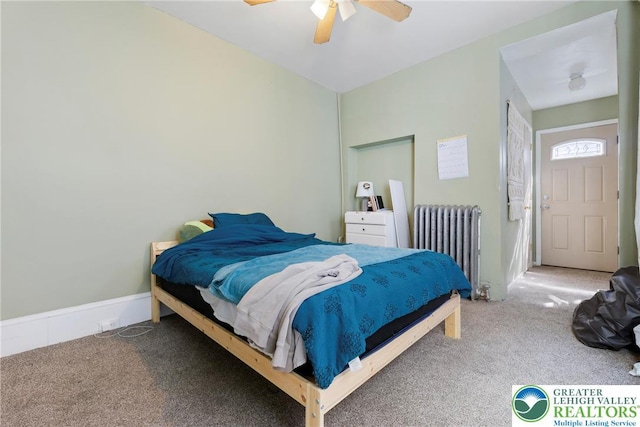 343 N 16th St, Allentown City, PA 18102 - carpeted bedroom featuring radiator and a ceiling fan