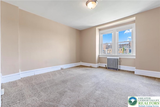 343 N 16th St, Allentown City, PA 18102 - unfurnished room featuring radiator heating unit, carpet floors, and baseboards