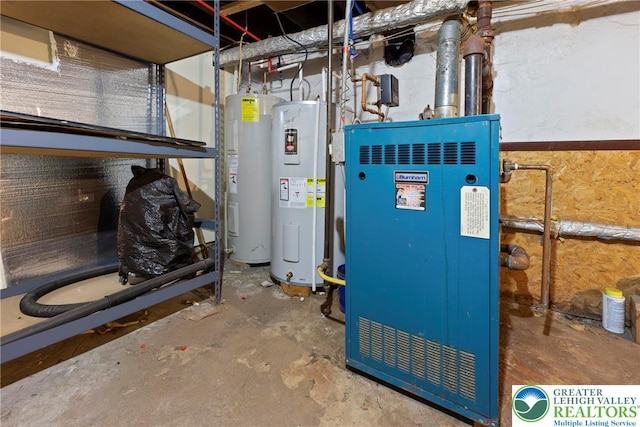 343 N 16th St, Allentown City, PA 18102 - utility room featuring water heater and a heating unit