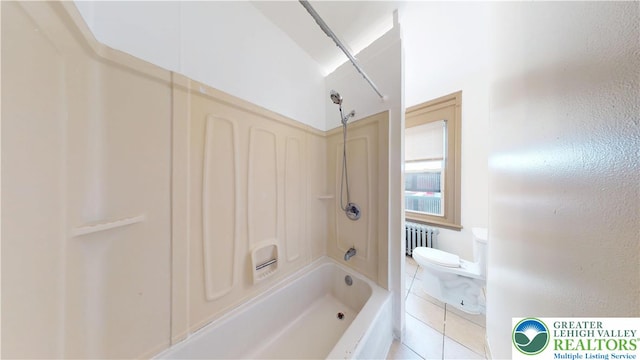 853 N Jordan St, Allentown City, PA 18102 - bathroom featuring toilet, bathing tub / shower combination, radiator, and tile patterned flooring