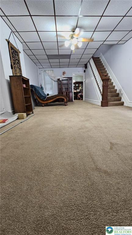 511 N 8th St, Allentown City, PA 18102 - carpeted bedroom with baseboards and a paneled ceiling