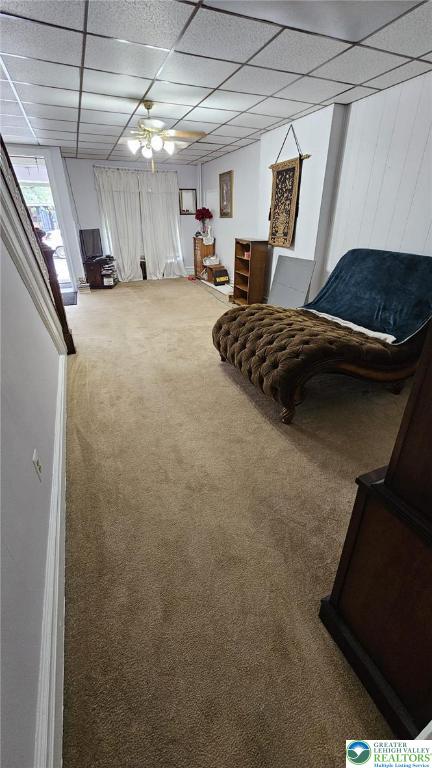 511 N 8th St, Allentown City, PA 18102 - living area with carpet flooring and a drop ceiling