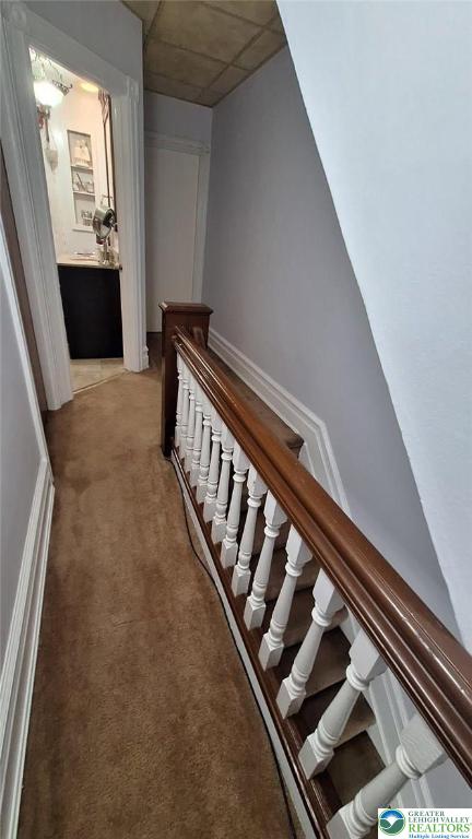 511 N 8th St, Allentown City, PA 18102 - hallway with light colored carpet and a paneled ceiling
