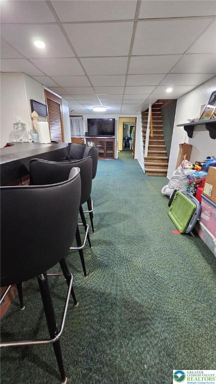 511 N 8th St, Allentown City, PA 18102 - rec room featuring carpet floors and a paneled ceiling