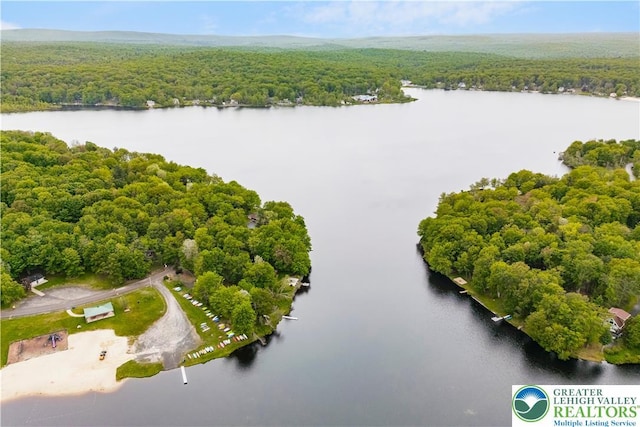 105 Honovi Dr, Tobyhanna Twp, PA 18347 - bird's eye view of a heavily wooded area and a nearby body of water