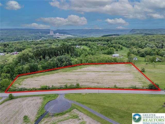 Berwick-Hazleton Hwy, Luzerne, PA 18635 - aerial view of property and surrounding area featuring property boundaries highlighted and a forest