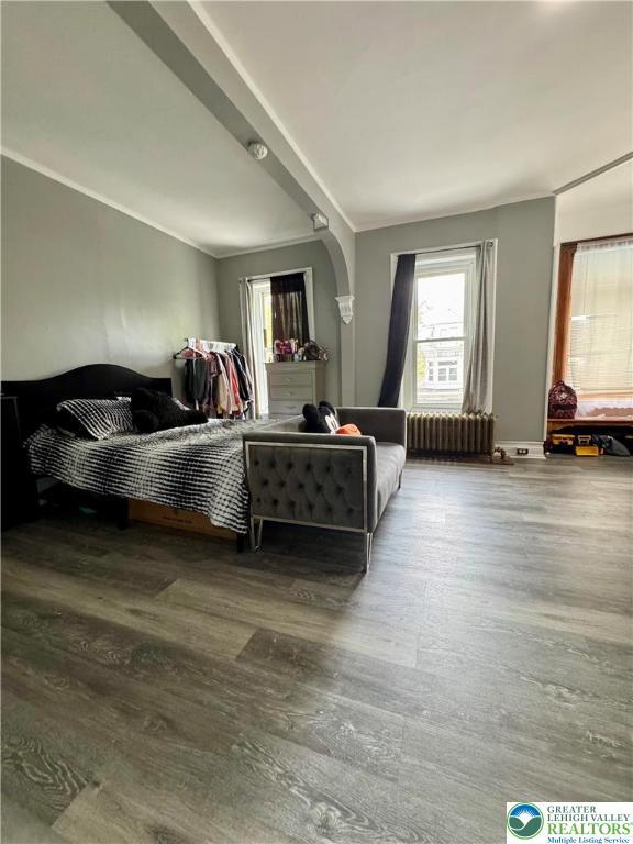 528 N 6th St, Allentown City, PA 18102 - bedroom with wood finished floors and radiator heating unit