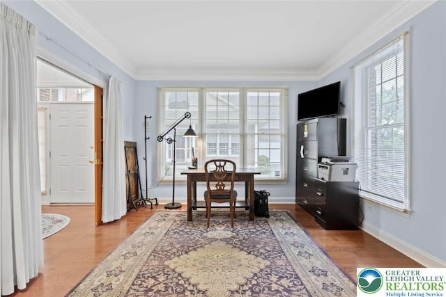 4741 Pinehurst Cir, Upper Saucon Twp, PA 18034 - office space with healthy amount of natural light, wood finished floors, and ornamental molding