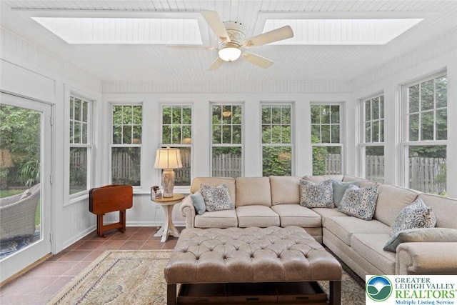 4741 Pinehurst Cir, Upper Saucon Twp, PA 18034 - sunroom featuring a skylight and tile patterned flooring