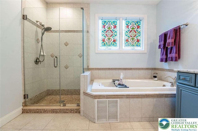 4741 Pinehurst Cir, Upper Saucon Twp, PA 18034 - full bath with a garden tub, a shower stall, and tile patterned flooring