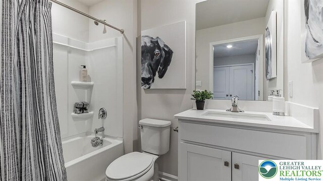 1223 Susan Cir, Upper Macungie Twp, PA 18031 - bathroom featuring shower / bath combo, vanity, and toilet