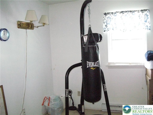 1158 Driver Pl, Lower Macungie Twp, PA 18106 - exercise area featuring a baseboard radiator