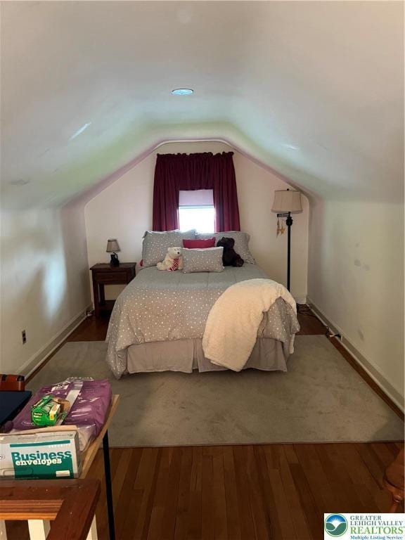1540 Riegel St, Hellertown Borough, PA 18055 - bedroom with wood finished floors, vaulted ceiling, and baseboards