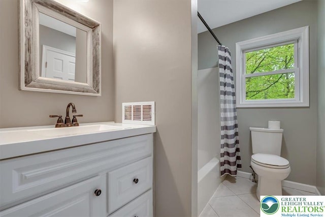 2330 Burntwood Dr, East Stroudsburg, PA 18301 - bathroom featuring vanity, tile patterned floors, and shower / tub combo