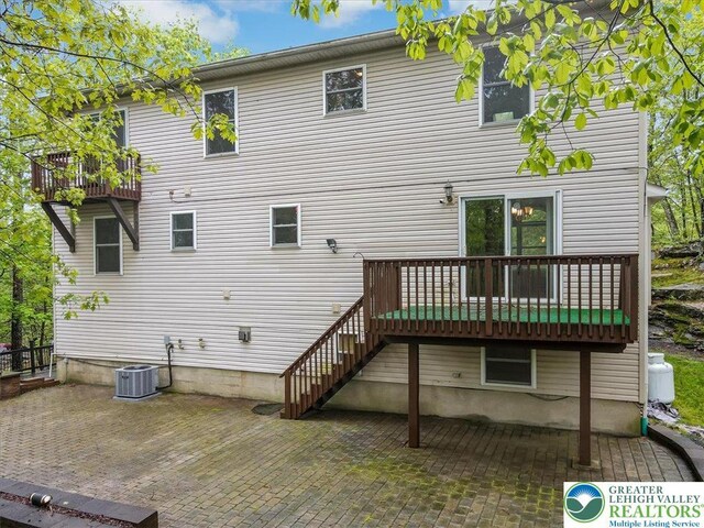 2330 Burntwood Dr, East Stroudsburg, PA 18301 - back of house with a patio, stairs, and a wooden deck
