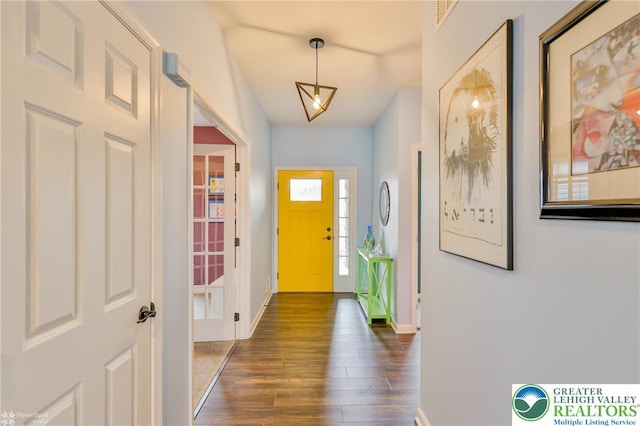1050 Lisa Ln, Palmer Twp, PA 18045 - entryway with dark wood finished floors and baseboards