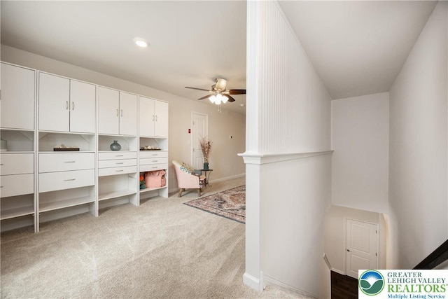 7911 Schaefer Crst, Upper Macungie Twp, PA 18031 - walk in closet featuring a ceiling fan and carpet floors