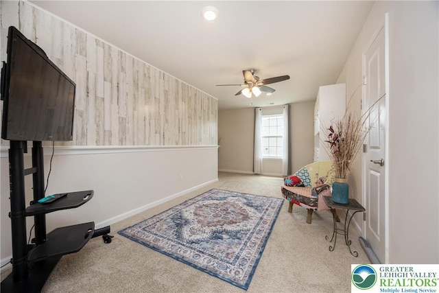 7911 Schaefer Crst, Upper Macungie Twp, PA 18031 - sitting room with carpet, a ceiling fan, and baseboards