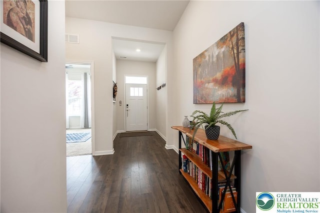 7911 Schaefer Crst, Upper Macungie Twp, PA 18031 - foyer with dark wood-style floors, baseboards, and recessed lighting
